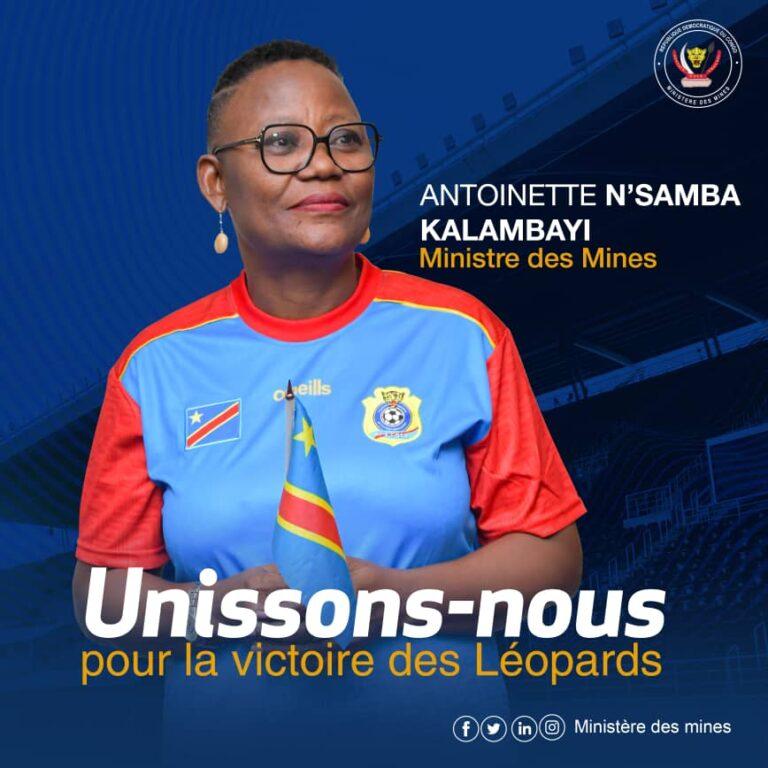 RDC-Bénin: la ministre des Mines A. N&rsquo;Samba Kalambayi prêche l&rsquo;unité en vue d&rsquo;une victoire des Léopards