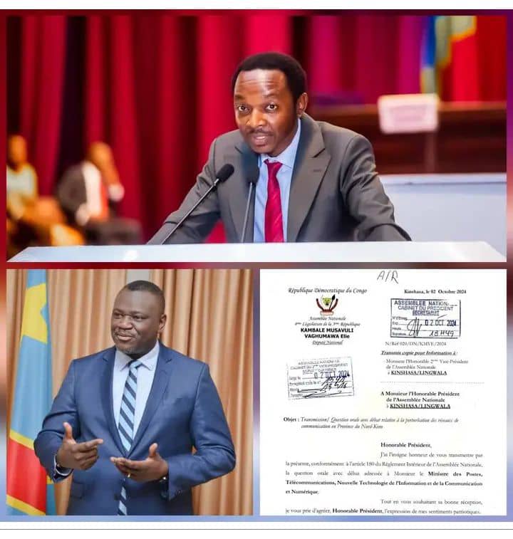 Perturbations des réseaux de communication au Nord-Kivu :le Député Elie Vaghumawa interpelle le Ministre des PTNTIC