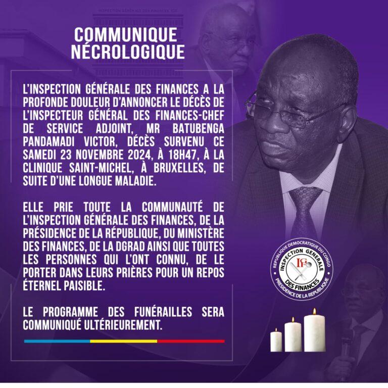 RDC: L’Inspection Générale des Finances en deuil
