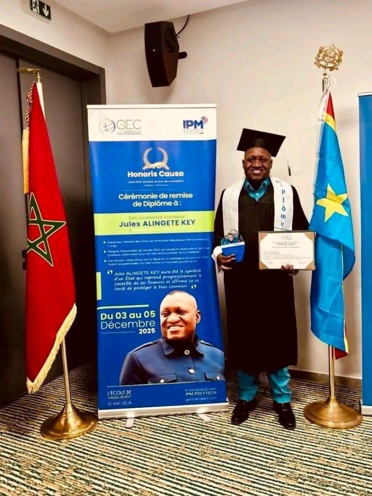 Le célèbre flic Congolais Jules Alingete reçoit un diplôme de Docteur Honoris Causa à l’Institut Polytechnique de Marrakech pour son combat contre la corruption